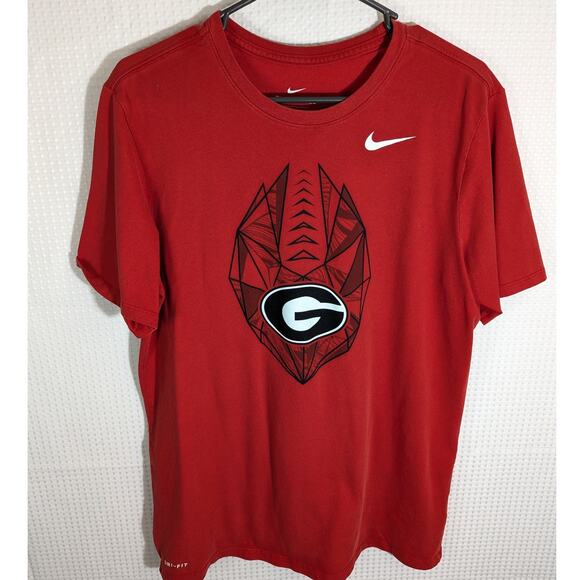 Nike Georgia Bulldogs T Shirt L Red Dri Fit Short Sleeve Football Graphic Tee - Picture 1 of 5